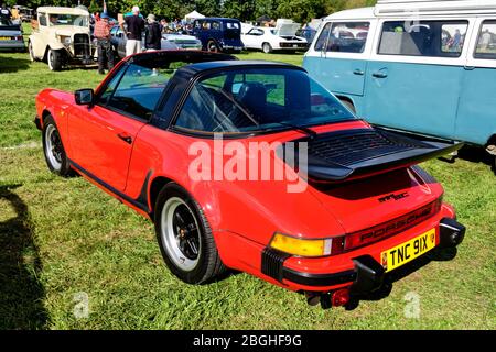 Westbury, Wiltshire / UK - September 1 2019: A 1981 red- coloured Porsche 911SC Targa  two-door, 2+2 high performance rear-engined sports car Stock Photo