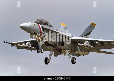 RAF Fairford, Gloucestershire / UK - July 17 2004: A US Navy Boeing F/A-18F Super Hornet at the Royal International Air Tattoo 2004 Stock Photo