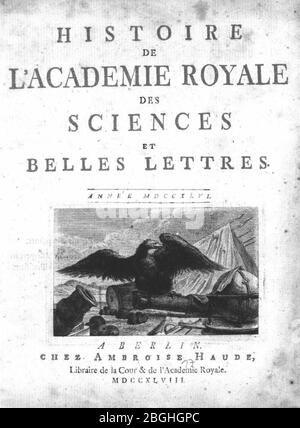 Histoire de l'Académie Royale des Sciences et des Belles-Lettres de Berlin 1746 (Berlin Haude, 1748). Stock Photo