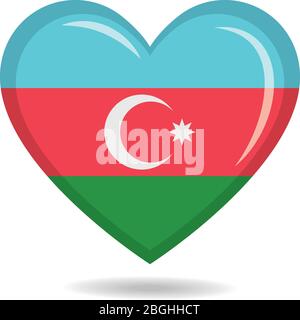 Azerbaijan national flag in heart shape vector illustration Stock Vector
