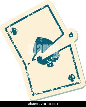 iconic distressed sticker tattoo style image of a torn card Stock Vector