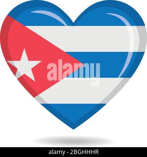 Cuba national flag in heart shape vector illustration Stock Vector