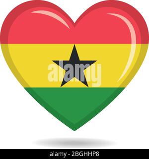 Ghana national flag in heart shape vector illustration Stock Vector