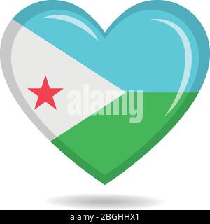 Djibouti national flag in heart shape vector illustration Stock Vector