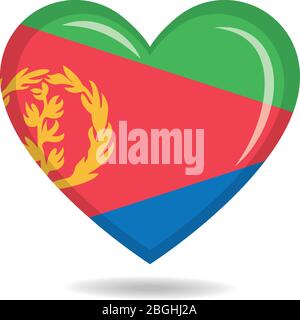 Eritrea national flag in heart shape vector illustration Stock Vector