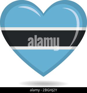 Botswana national flag in heart shape vector illustration Stock Vector