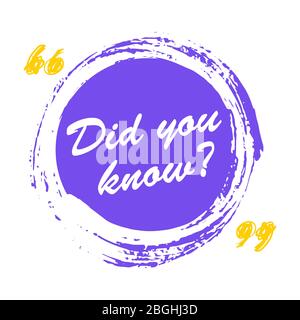 Did you know grunge vector speech bubble isolated on white background illustration Stock Vector