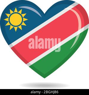 Namibia national flag in heart shape vector illustration Stock Vector