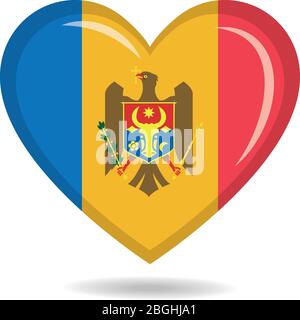 Moldova national flag in heart shape vector illustration Stock Vector