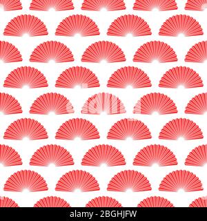 Red hand fan seamless pattern. Vector asian fans texture background design illustration Stock Vector