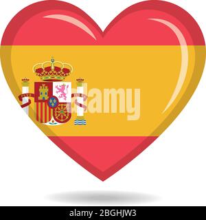 Spain national flag in heart shape vector illustration Stock Vector