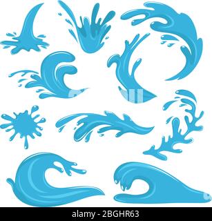 Water drops and blue splashes isolated on white vector set. Illustration of water  splash collection Stock Vector Image & Art - Alamy