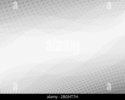 Abstract light grey and white vector background with dotted halftone texture. Illustration of halftone dots, texture background Stock Vector