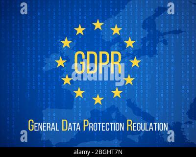 Gdpr general data protection regulation. Internet business safety vector background. Illustration of gdpr banner, protection and security Stock Vector