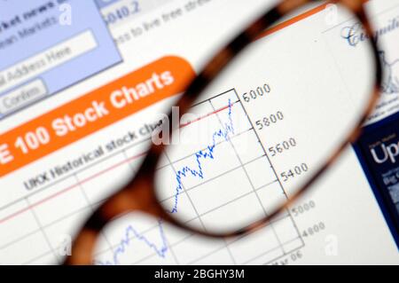 Figurative image of a FTSE 100 shares performance chart. Stock Photo