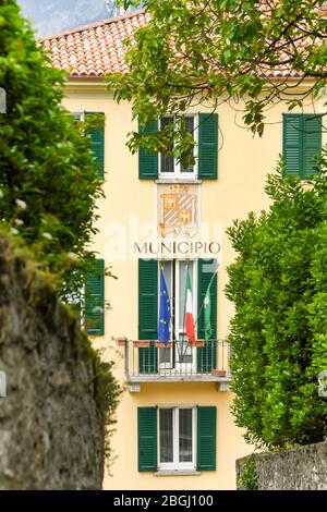 BELLAGIO, LAKE COMO, ITALY - JUNE 2019: The Municipal Offices and town hall of the town of Bellagio on Lake Como. Stock Photo