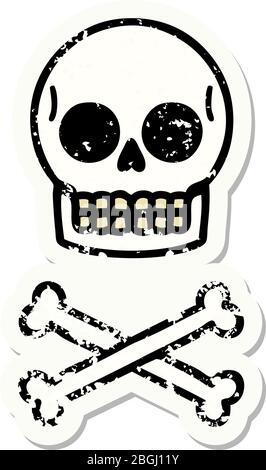 distressed sticker tattoo in traditional style of a skull Stock Vector
