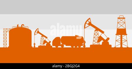 Illustration of oil production. Stock Vector