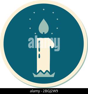 sticker of tattoo in traditional style of a candle Stock Vector