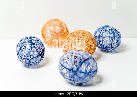 Easter decoration Wool Eggs. Isolated. Lower Bavaria. Germany. Stock Photo