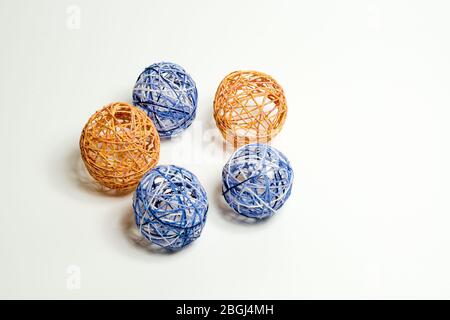 Easter decoration Wool Eggs. Isolated. Lower Bavaria. Germany. Stock Photo
