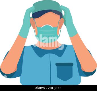 The doctor is preparing himself for work. Stock Vector
