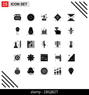 Group of 25 Modern Solid Glyphs Set for of, internet, symbols, iot, chat Editable Vector Design Elements Stock Vector