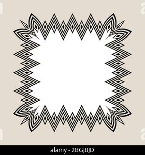 American ethnic indigenous square border frame set Stock Vector