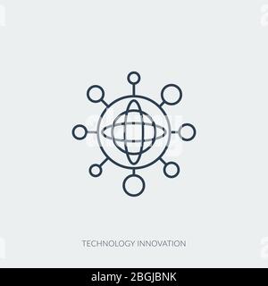 Vector outline icon of virtual reality system - technology innovation Stock Vector