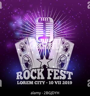 Glam music fest shiny banner and poster design. Vector illustration Stock Vector