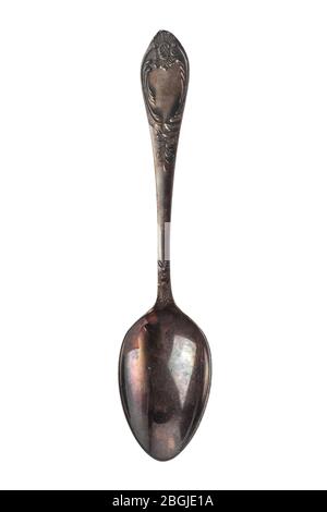 Vintage antique tablespoon of cupronickel. isolated on white background Stock Photo