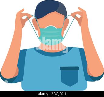 The illustration represents recommendations to wear a mask. Stock Vector