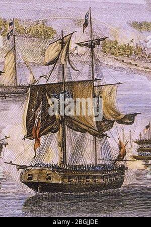 HMS Linnet (1814) - Battle of Plattsburgh (cropped). Stock Photo