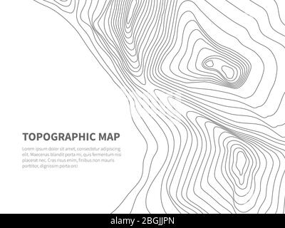 Geodesy contouring land. Topographical line map. Geographic mountain contours vector background. Topography and cartography mountain landscape contour illustration Stock Vector