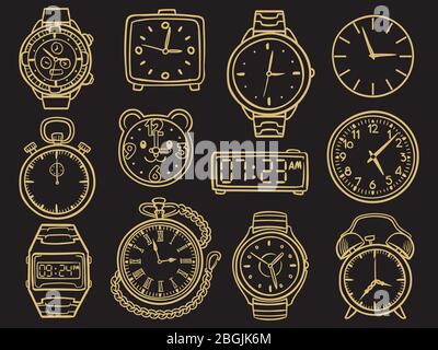 Men`s Mechanical Watch Isolated on White Background. Vector Doodle  Illustration Wrist Watch Vector Sketch Illustration Stock Illustration -  Illustration of clock, design: 201090386