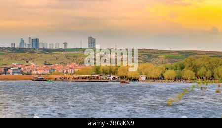 A Park near lake Mogan with Golbasi city Ankara, Turkey Stock Photo