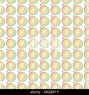 Icon set hashtag speech bubble seamless pattern background. Vector illustration Stock Vector