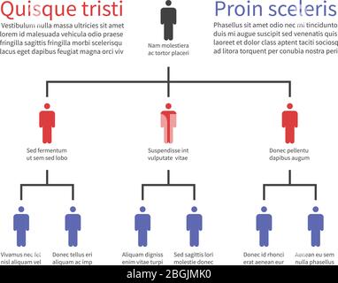 Pyramid hierarchy chart, business organization structure with people icons. Flow chart tree vector infographic team structure hierarchy organization illustration Stock Vector