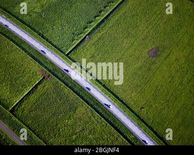 aerial shot of the national number 1 road in Iceland Stock Photo