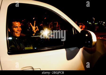 Julio Cesar Chavez, ex campeón mexicano de box en su llegada  durante la noche al aeropuerto internacional de Hermosillo.  (Foto: Luis Gutierrez) Stock Photo