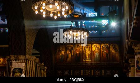 Interior view of Saint Virgin Mary's Coptic Orthodox Church, also known as the Hanging Church,  Kom Ghorab, Old Cairo, Egypt. Stock Photo