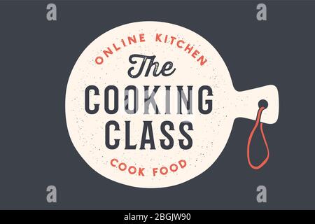 Kitchen cutting board. Logo for Cooking school Stock Vector