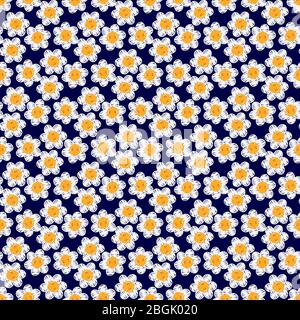 Camomile embroidery seamless pattern. Hand stitched floral textile pattern design. Vector illustration Stock Vector