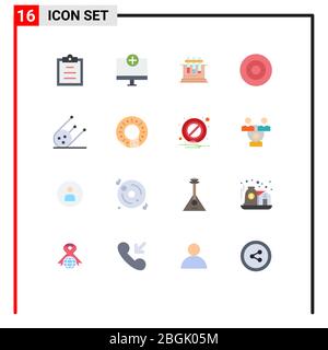 Set of 16 Modern UI Icons Symbols Signs for shuttle, symbols, lab, symbolism, gold Editable Pack of Creative Vector Design Elements Stock Vector