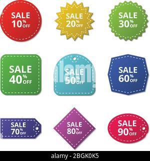 Discount stickers. Special price offer sale labels. Merchandise vector tags. Illustration of discount tag price, merchandise sticker promotion sale Stock Vector