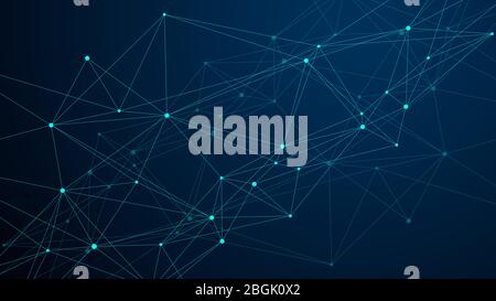 Abstract plexus background with connected lines and dots. Plexus geometric effect. Digital data visualization. Futuristic technology style low-poly Stock Vector