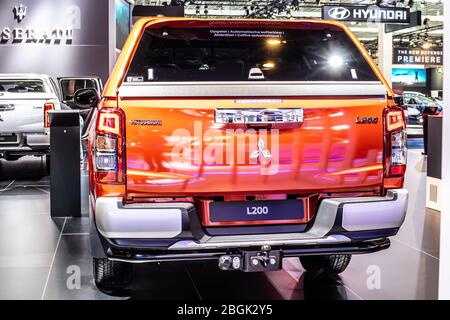 Brussels, Belgium, Jan 2020 Mitsubishi L200, Brussels Motor Show, 5th gen facelift, pickup truck produced by Japanese automaker Mitsubishi Stock Photo