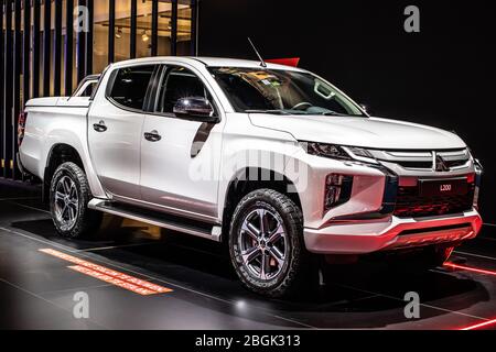Brussels, Belgium, Jan 2020 Mitsubishi L200, Brussels Motor Show, 5th gen facelift, pickup truck produced by Japanese automaker Mitsubishi Stock Photo