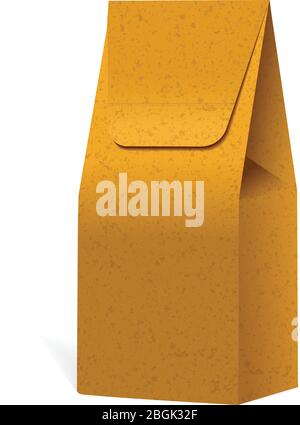 Brown craft paper bag packaging template Stock Vector