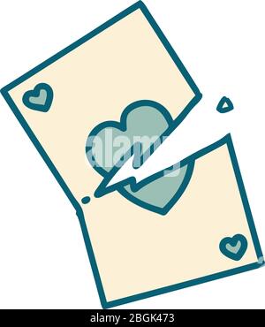 iconic tattoo style image of a torn card Stock Vector